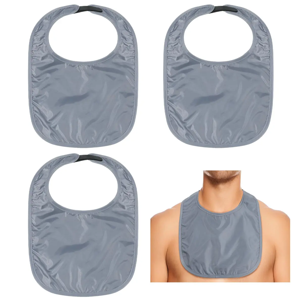 Oudain Gray 3 Pcs Tracheostomy Shower Covers | Waterproof, Adjustable & Reusable for Post-Tracheostomy Care - main product image