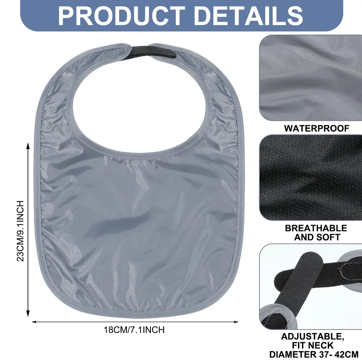 Oudain Gray 3 Pcs Tracheostomy Shower Covers | Waterproof, Adjustable & Reusable for Post-Tracheostomy Care - view 2