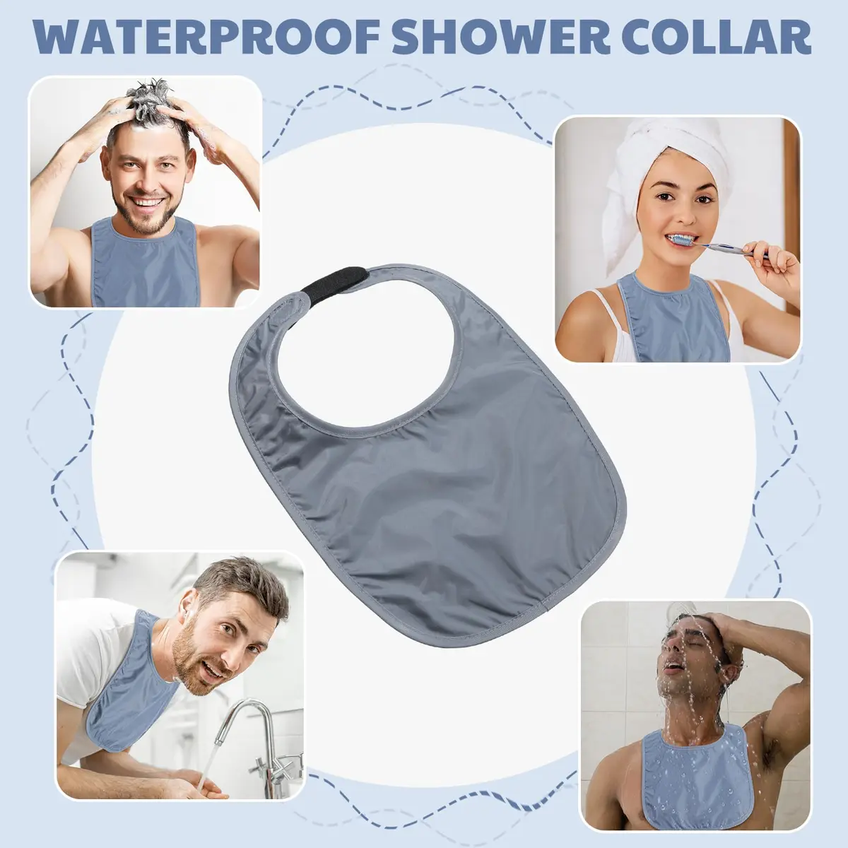 Oudain Gray 3 Pcs Tracheostomy Shower Covers | Waterproof, Adjustable & Reusable for Post-Tracheostomy Care - view 3