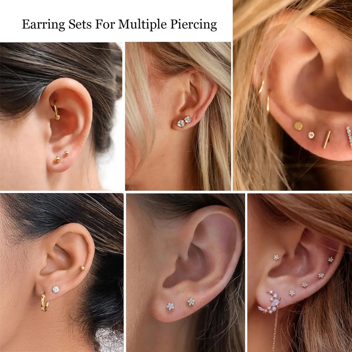 DAILI Gold Stud Earrings Hypoallergenic Titanium for Multiple Piercings | 20 Gauge, 11mm Post - view 2