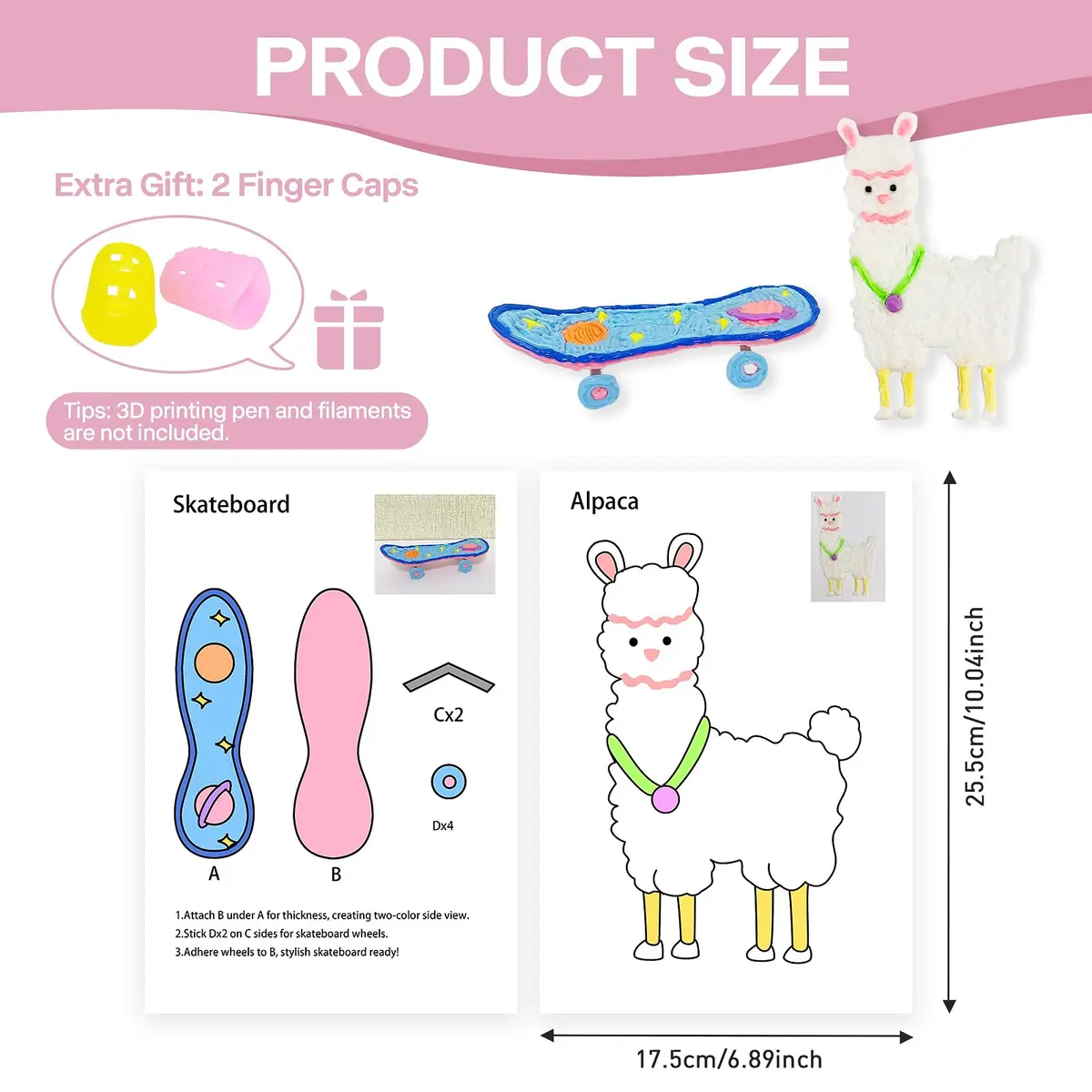 Vomika 3D Pen Printing Templates, 20 Sheets & Transparent Board | Fun Graffiti for Beginners - view 2