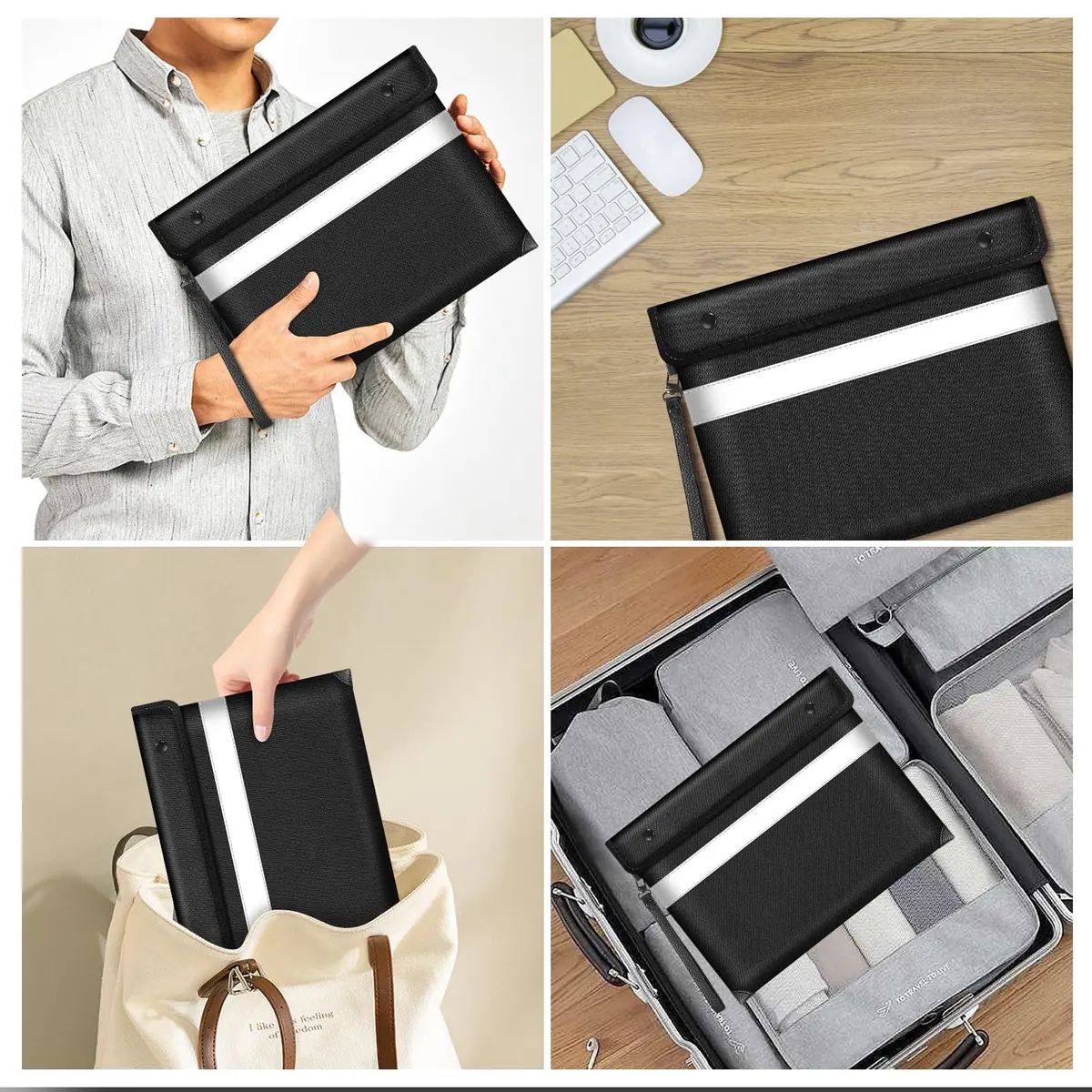 Wilmuz Fireproof Document Bag 35.3cm x 26.9cm | Protects Valuables Up to 5200°F - view 2