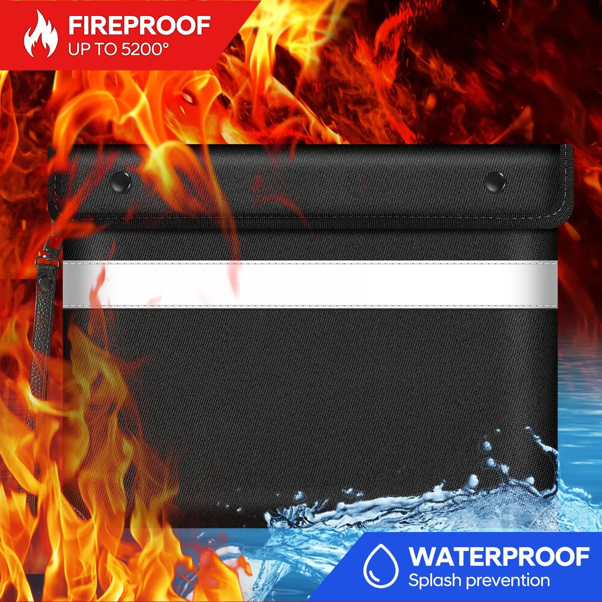 Wilmuz Fireproof Document Bag 35.3cm x 26.9cm | Protects Valuables Up to 5200°F - view 3
