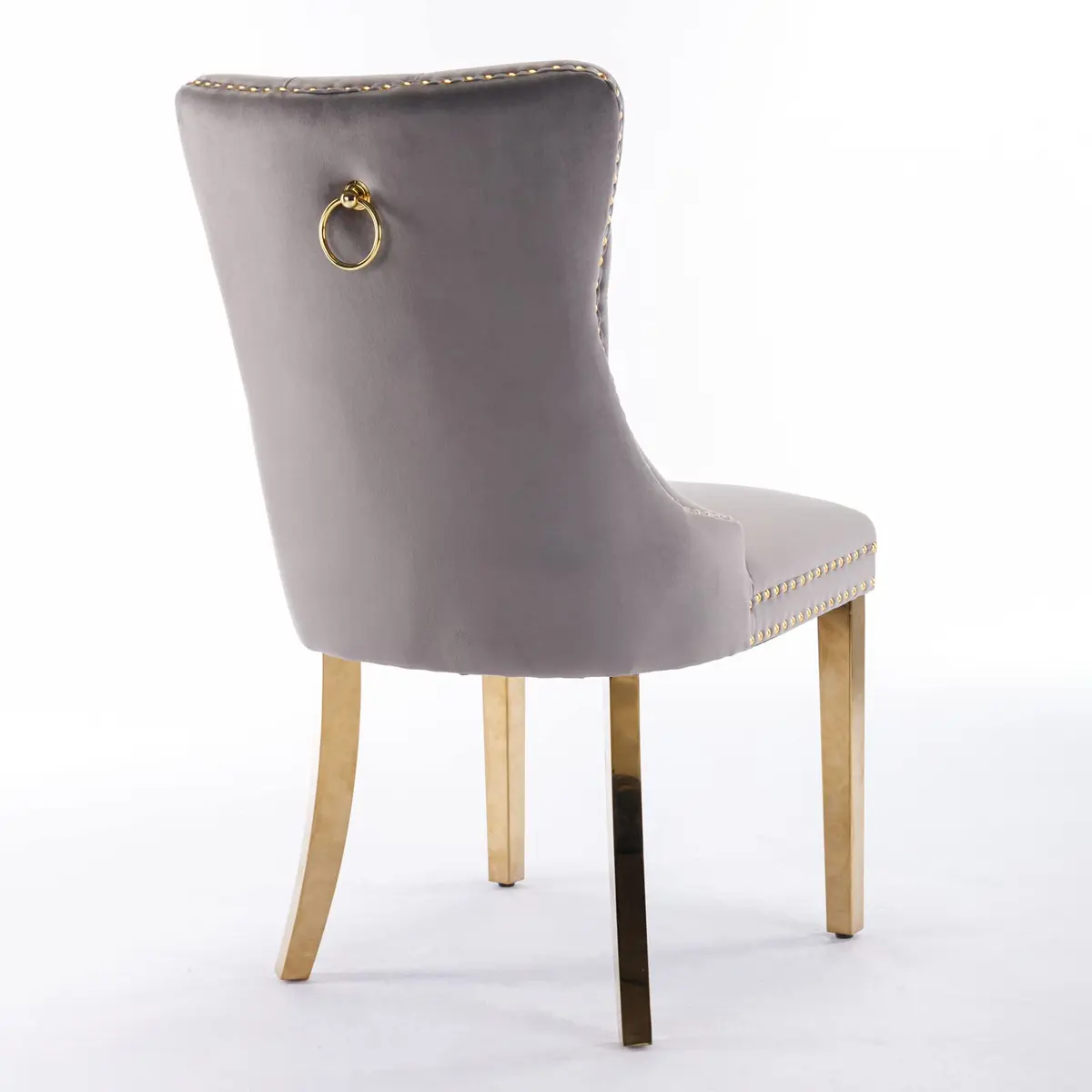 Brisca Velvet Upholstered Dining Chair Set of 2 | Gray & Gold, Solid Wood Frame, Contemporary Design - view 6