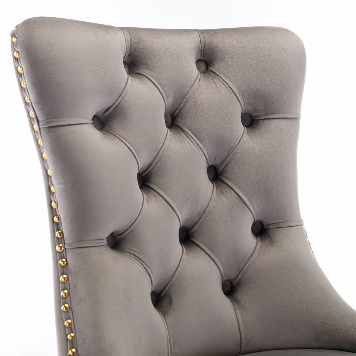 Brisca Velvet Upholstered Dining Chair Set of 2 | Gray & Gold, Solid Wood Frame, Contemporary Design - view 7