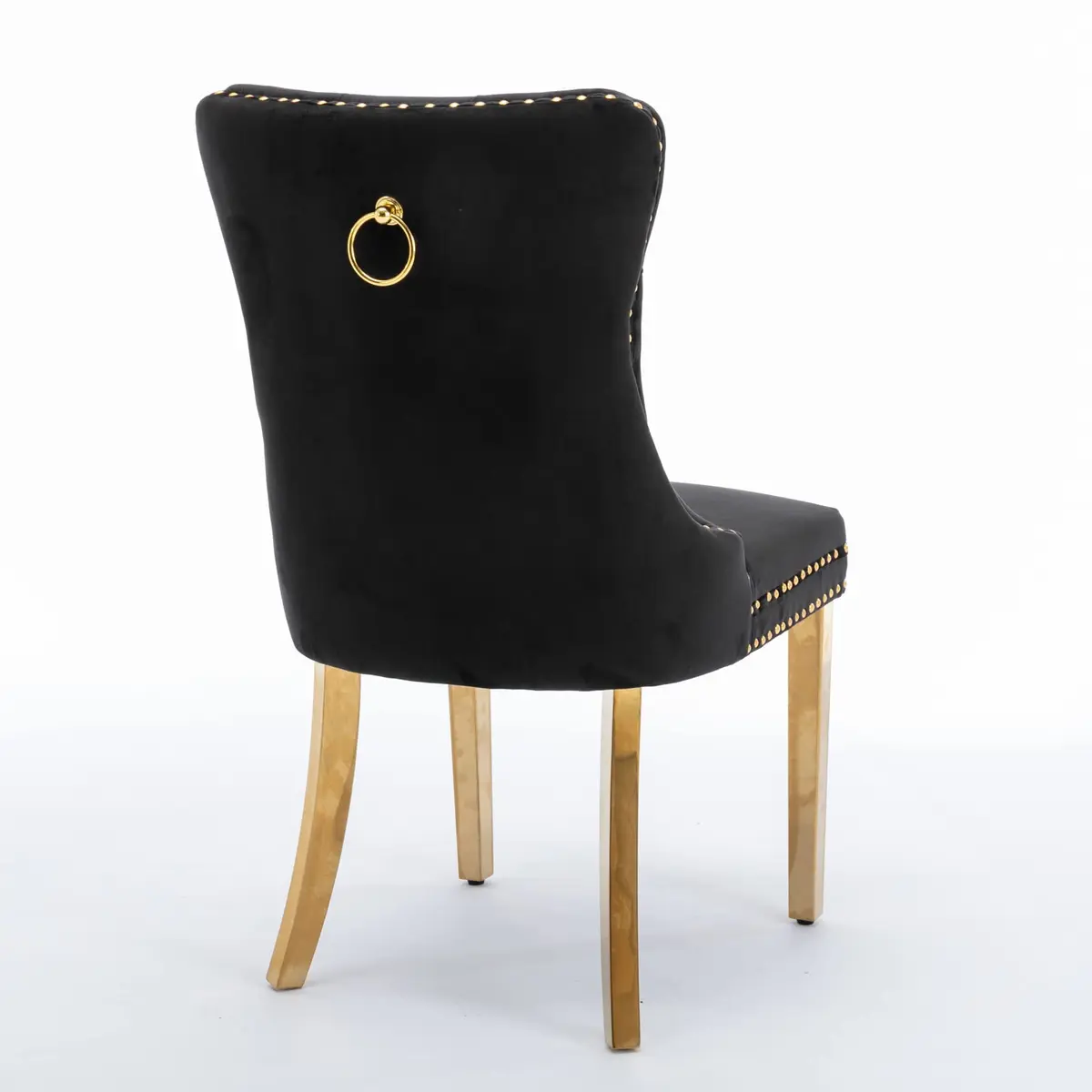 Brisca Velvet Upholstered Dining Chair Set of 2 | Solid Wood Frame & Golden Legs, Contemporary Design, 37.5" Height - view 5