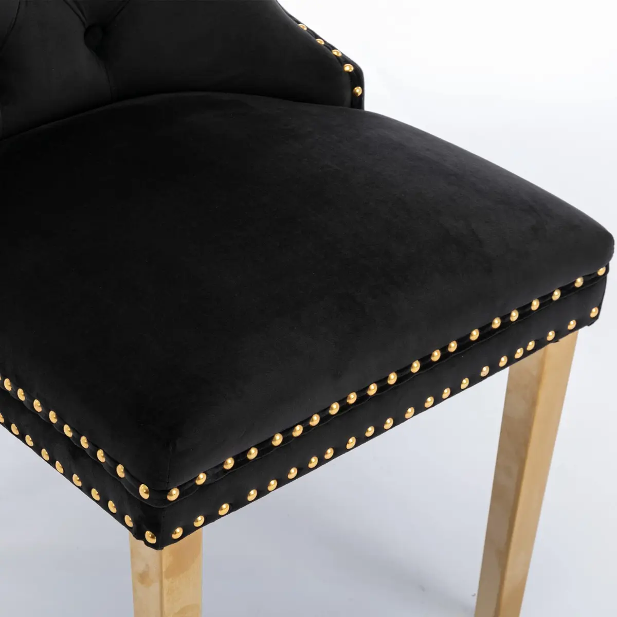 Brisca Velvet Upholstered Dining Chair Set of 2 | Solid Wood Frame & Golden Legs, Contemporary Design, 37.5" Height - view 7