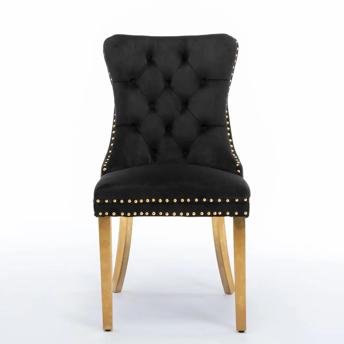Brisca Velvet Upholstered Dining Chair Set of 2 | Solid Wood Frame & Golden Legs, Contemporary Design, 37.5" Height - view 3