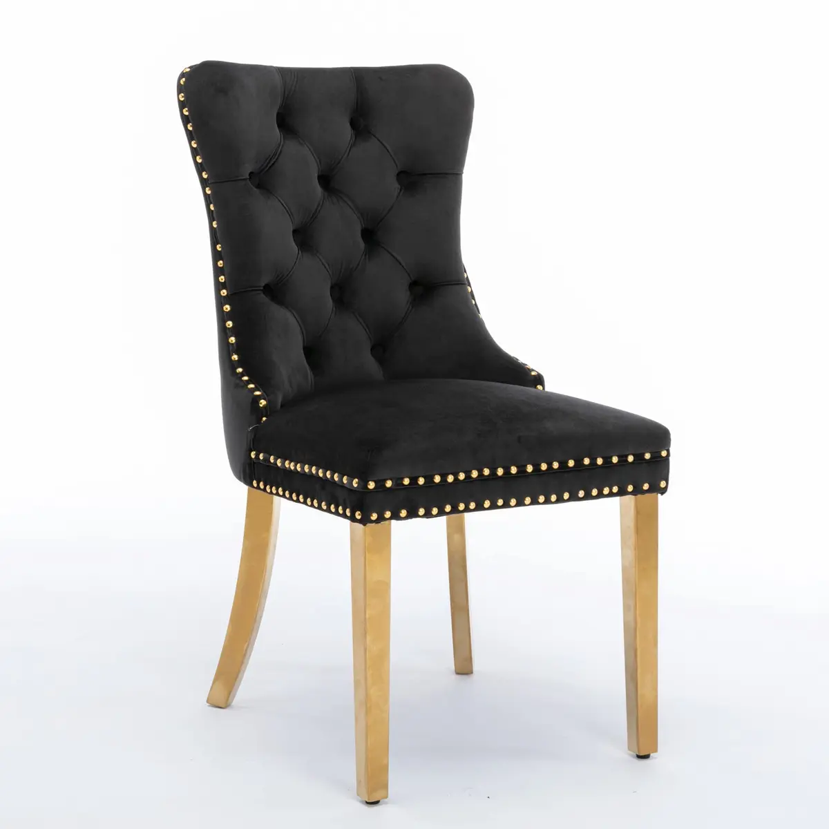 Brisca Velvet Upholstered Dining Chair Set of 2 | Solid Wood Frame & Golden Legs, Contemporary Design, 37.5" Height - view 4