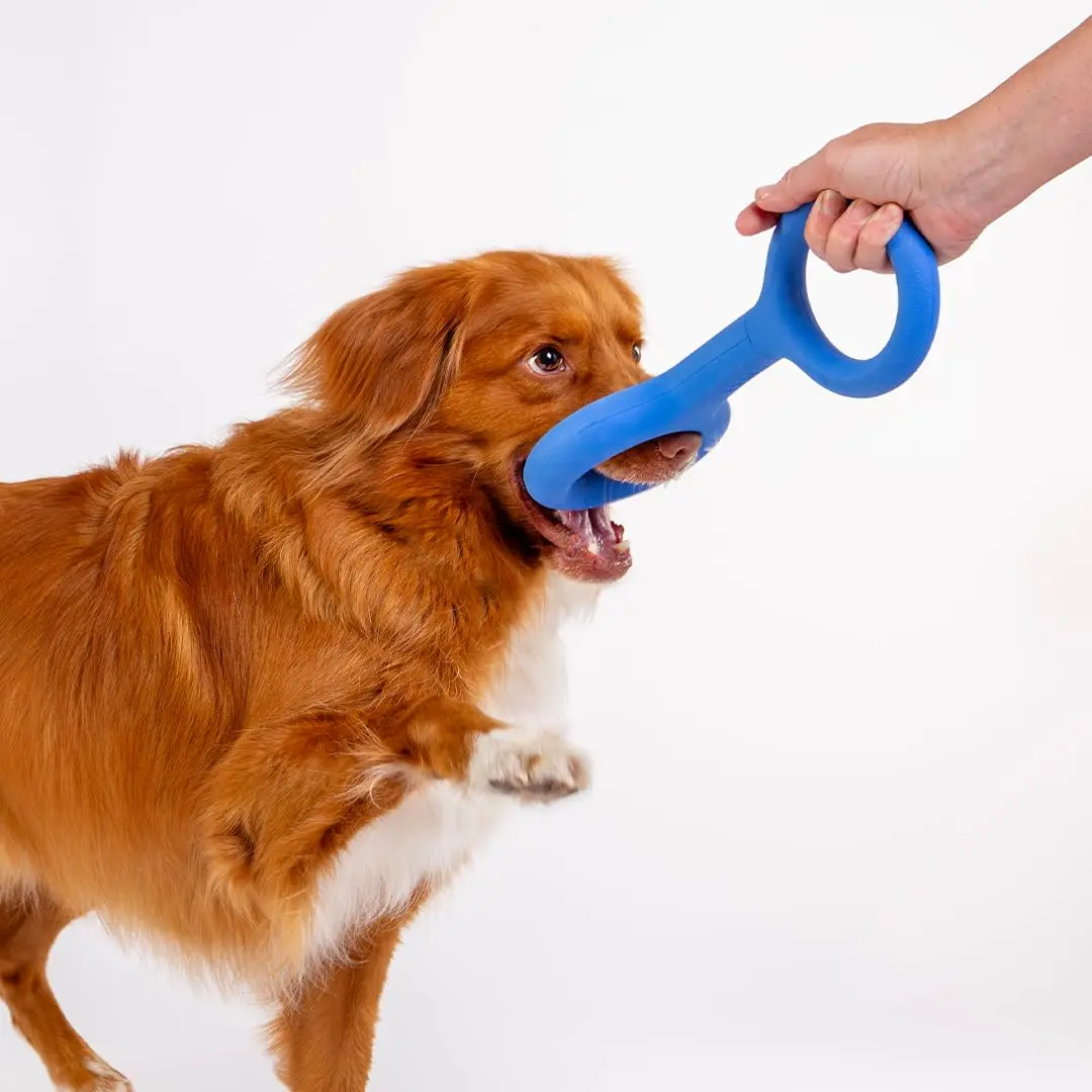 Ubbi Tuggle Dog Toy, Blue | Durable Natural Rubber Tug for Medium & Large Dogs - view 7
