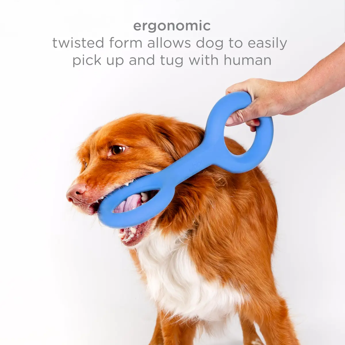 Ubbi Tuggle Dog Toy, Blue | Durable Natural Rubber Tug for Medium & Large Dogs - view 3
