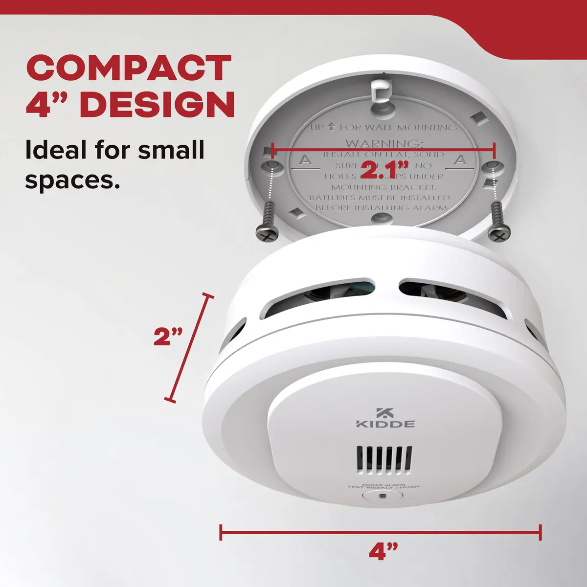 Kidde 10SDR Compact Smoke Detector with AA Batteries | Photoelectric Smoke Alarm - view 3