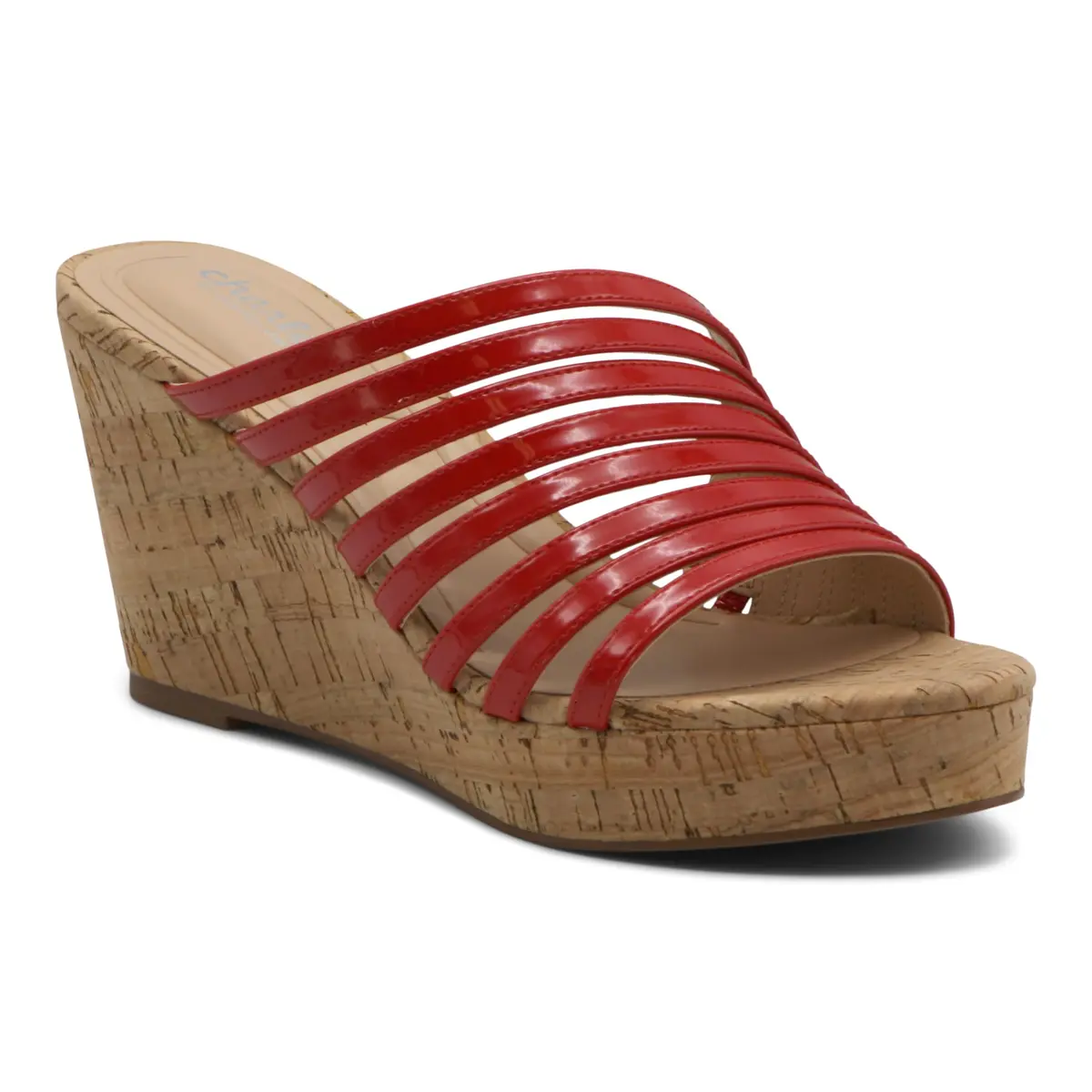 CHARLES BY CHARLES DAVID GUSTAVO Wedge Sandal 9.5 US | Red, Manmade, Slip On, 4-inch Heel - main product image