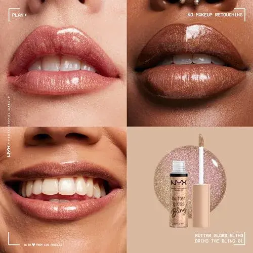 NYX PROFESSIONAL MAKEUP Butter Gloss Bling Lip Gloss Bring The Bling | Shimmery Vegan Lip Color 7.65ml (0.27 Fl Oz) - view 2