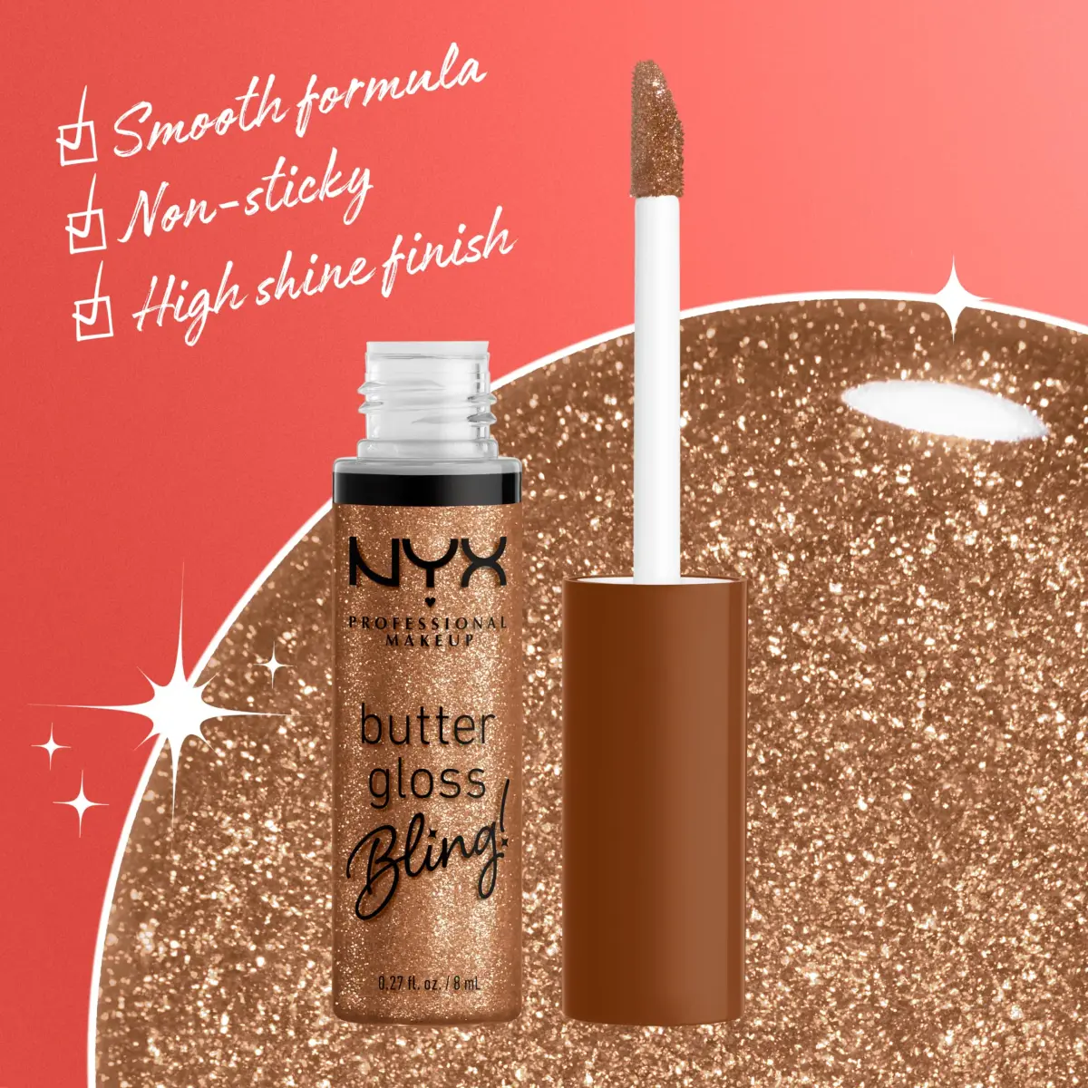 NYX PROFESSIONAL MAKEUP Butter Gloss Bling Lip Gloss - Pay Me In Gold | Vegan & Non-Sticky Shine - view 4