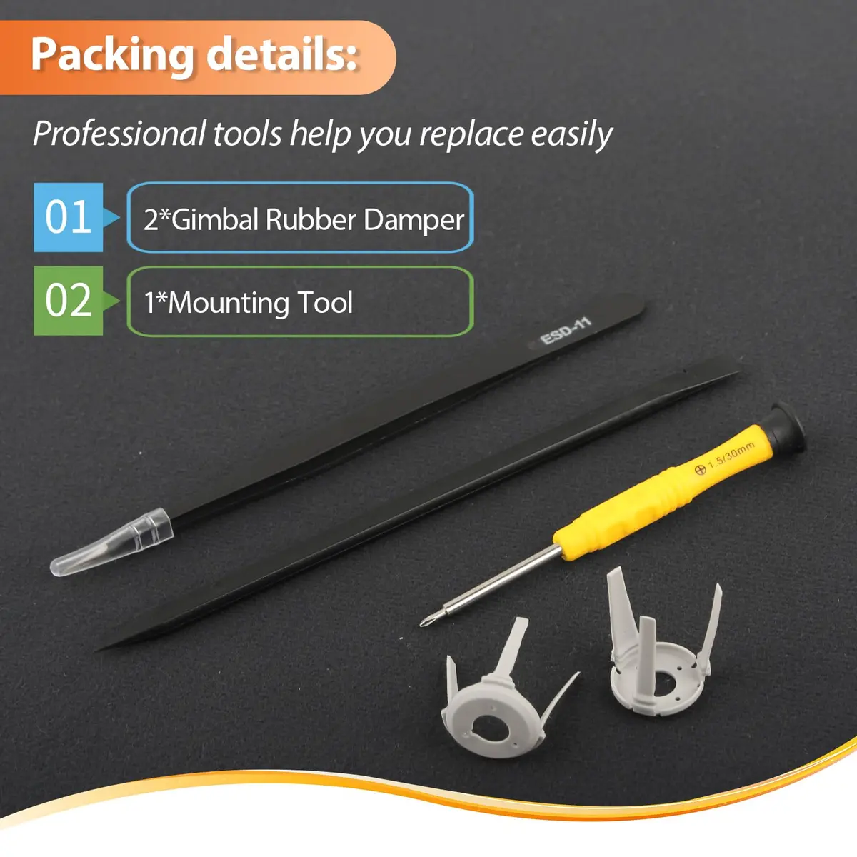 HBIHGHHONG Gimbal Shock Absorption Rubber Replacement for DJI Mini 4 Pro (Left & Right) with Repair Tools - view 5