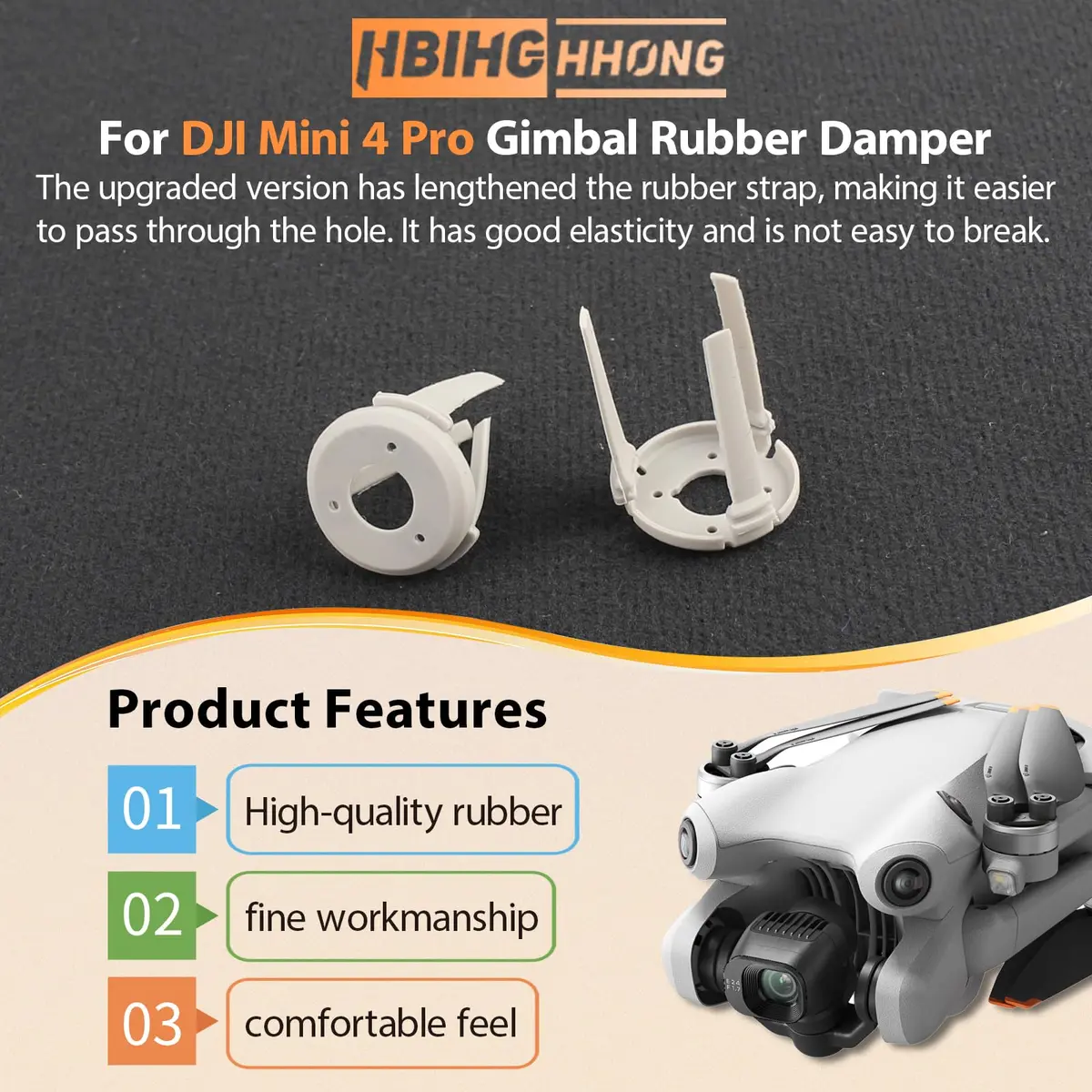 HBIHGHHONG Gimbal Shock Absorption Rubber Replacement for DJI Mini 4 Pro (Left & Right) with Repair Tools - view 2