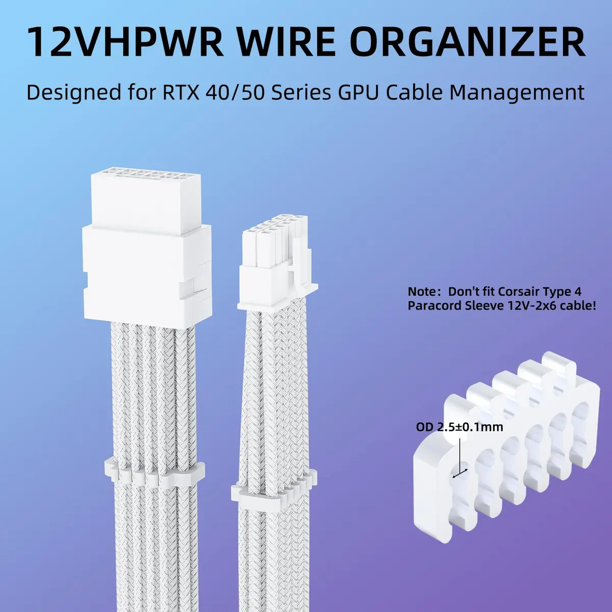 Sirlyr White 24-Pack PSU Cable Organizer Combs Kit 3.5mm | Neat PC Cables & Better Airflow - view 4