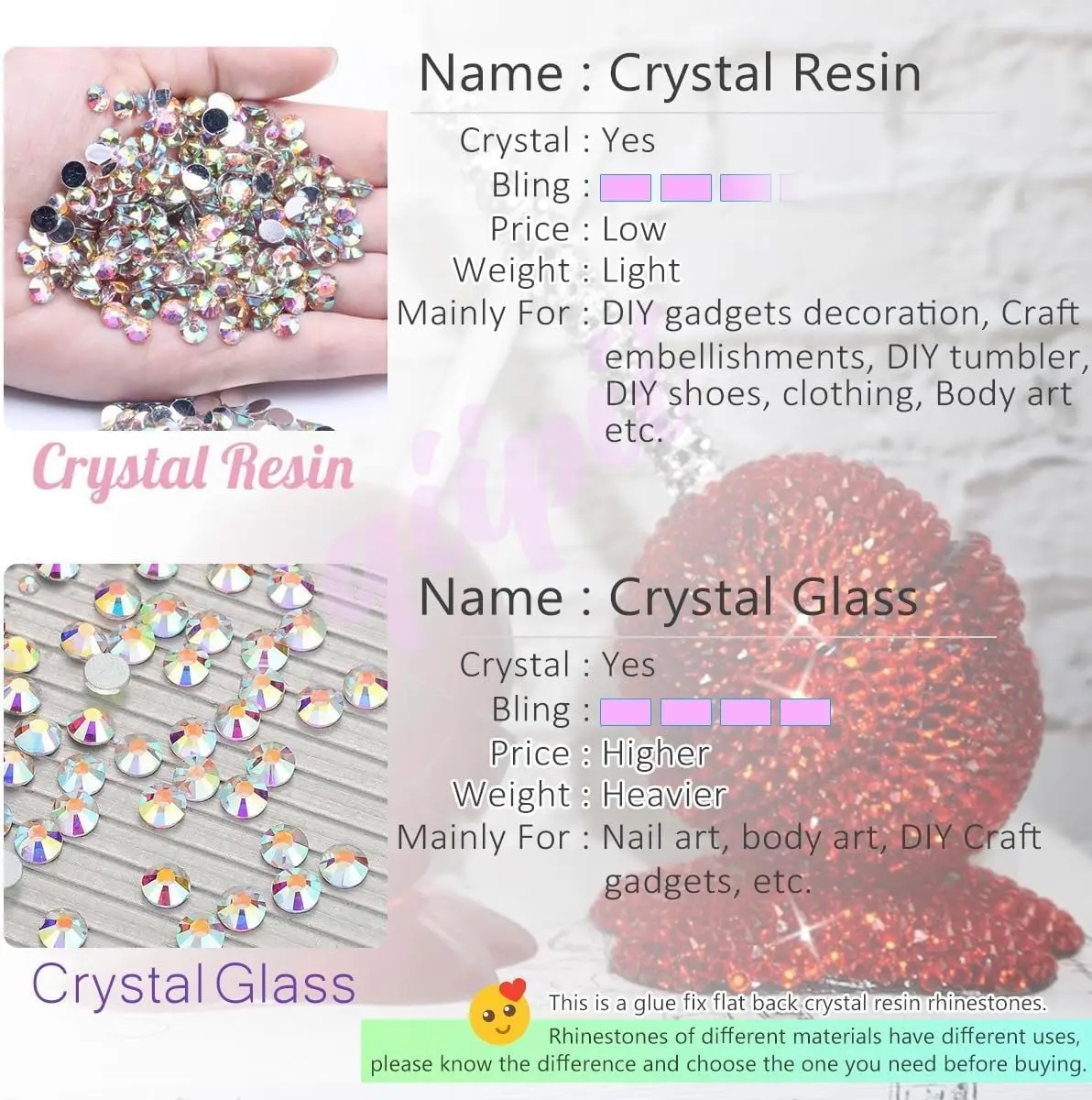 qiipii 3060PCS Silver Resin Rhinestones for Crafting 2mm 3mm 4mm 5mm 6mm | No-Hotfix Gems for Nails & DIY - view 2