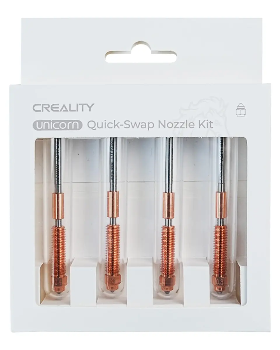 Creality Official K1C Nozzles 4 PCS, Unicorn Quick-Swap Nozzle Kit, Copper & Steel, 0.4/0.6/0.8mm | High Speed, Precise Printing - main product image