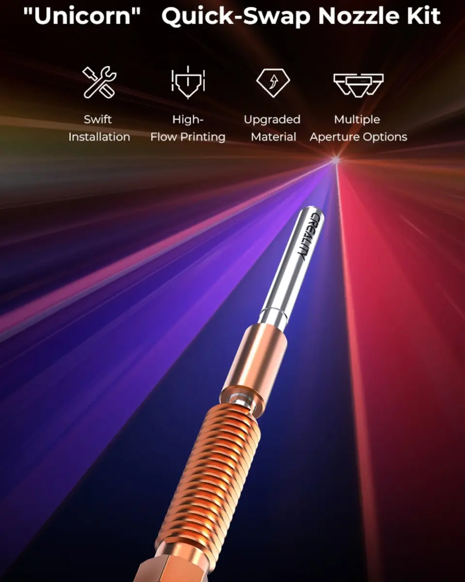 Creality Official K1C Nozzles 4 PCS, Unicorn Quick-Swap Nozzle Kit, Copper & Steel, 0.4/0.6/0.8mm | High Speed, Precise Printing - view 7