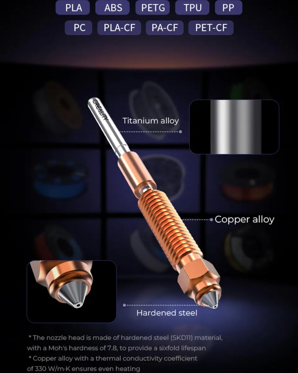 Creality Official K1C Nozzles 4 PCS, Unicorn Quick-Swap Nozzle Kit, Copper & Steel, 0.4/0.6/0.8mm | High Speed, Precise Printing - view 4