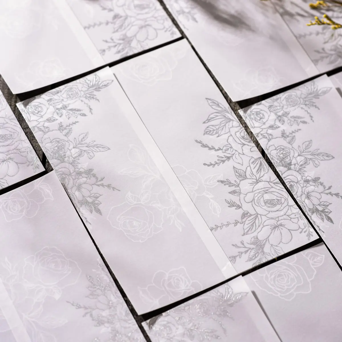 Puremigo 50 Pack Pre-Folded Vellum Jackets for 5x7 Invitations - Silver Rose - 115GSM Vellum Paper 5x7 Jackets - view 4
