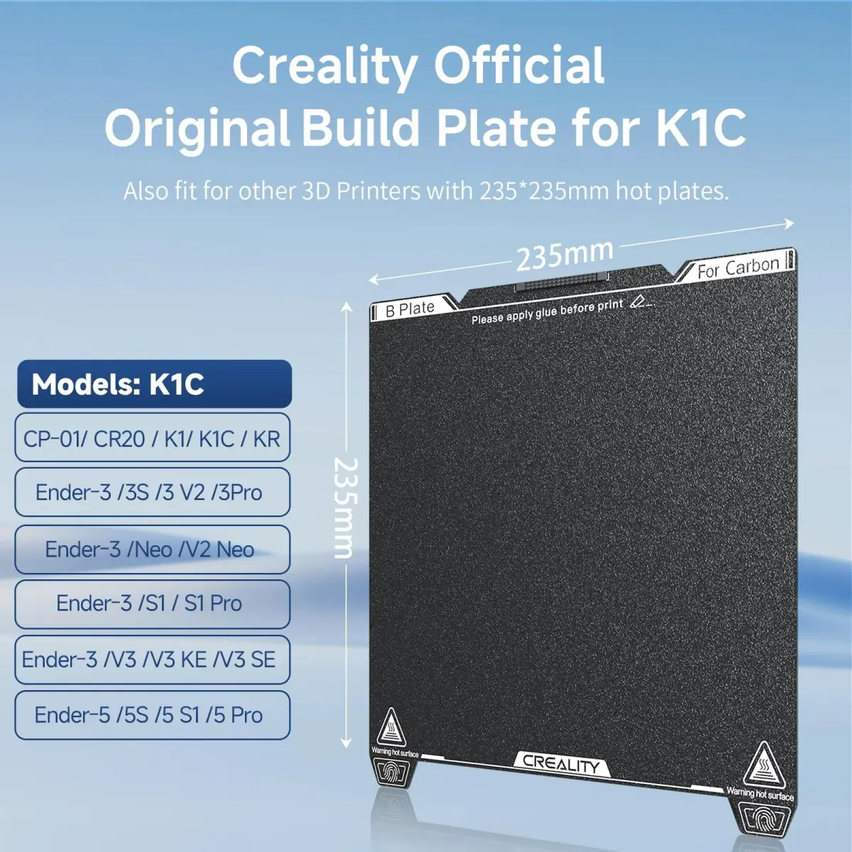 Creality K1C Textured Build Plate 235x235mm (9.25x9.25 in) | Official PEI Sheet with Nozzle Cleaner - view 2