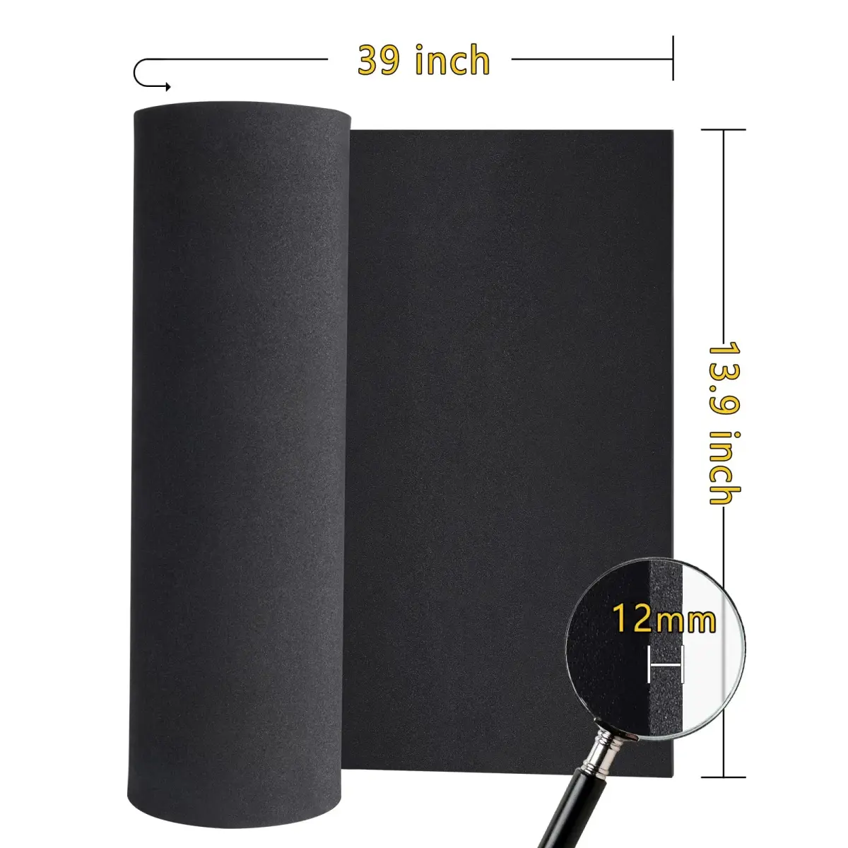 MEARCOOH Black EVA Foam Roll 12mm Thick (35.5cm x 99cm) | High Density 86kg/m³ for Cosplay & Crafts - view 2