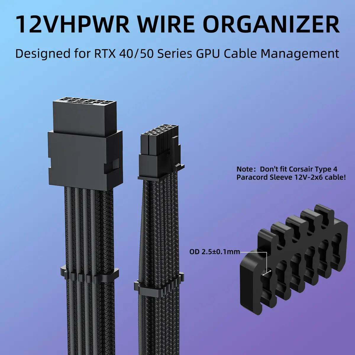 Sirlyr Black 24-PCS PSU Cable Combs Kit,24/12VHPWR/8Pin | Professional Cable Organizer for PC Builds - view 3