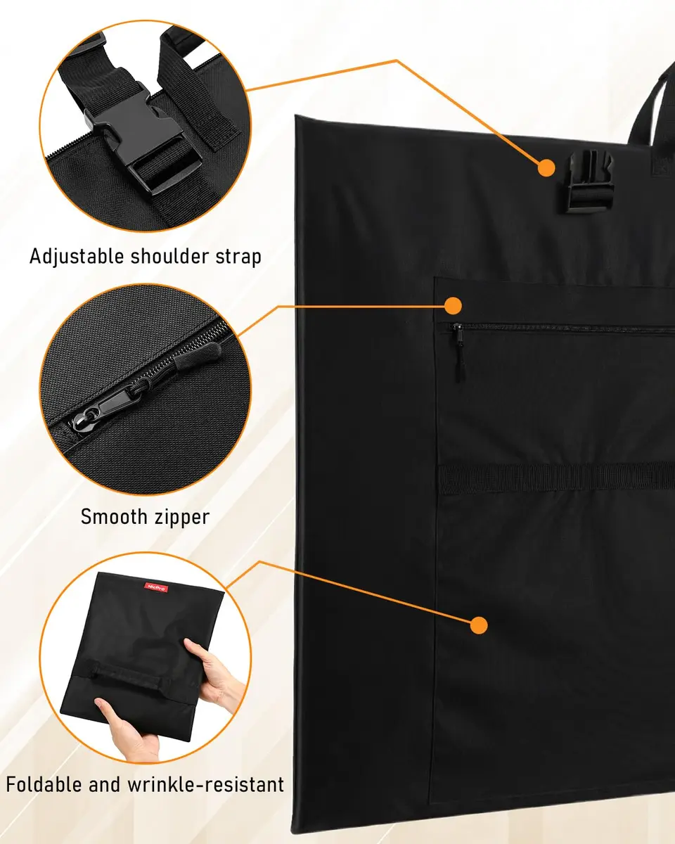 Nicpro Light Weight Art Portfolio Bag, 36x48” Waterproof Art Portfolio Case | Waterproof, Expandable, Lightweight - view 6