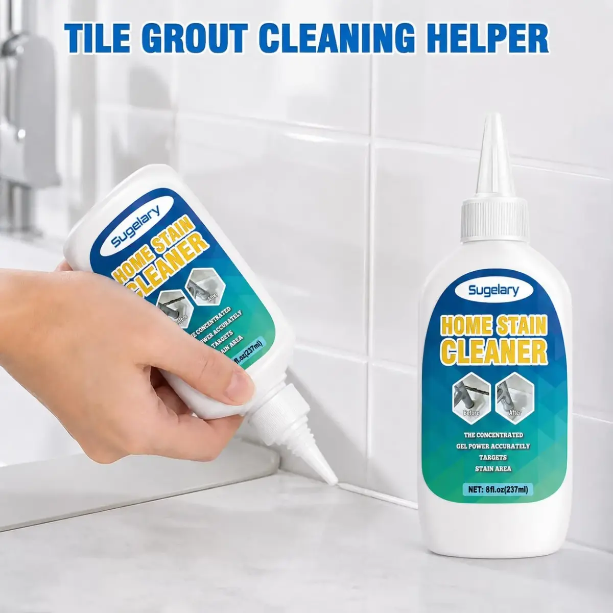 Sugelary Mold Stain Cleaner Gel 237ml (8 Fl Oz) | Powerful Gel for Washing Machine, Bathroom Grout, Sink, Shower, Caulk - view 6