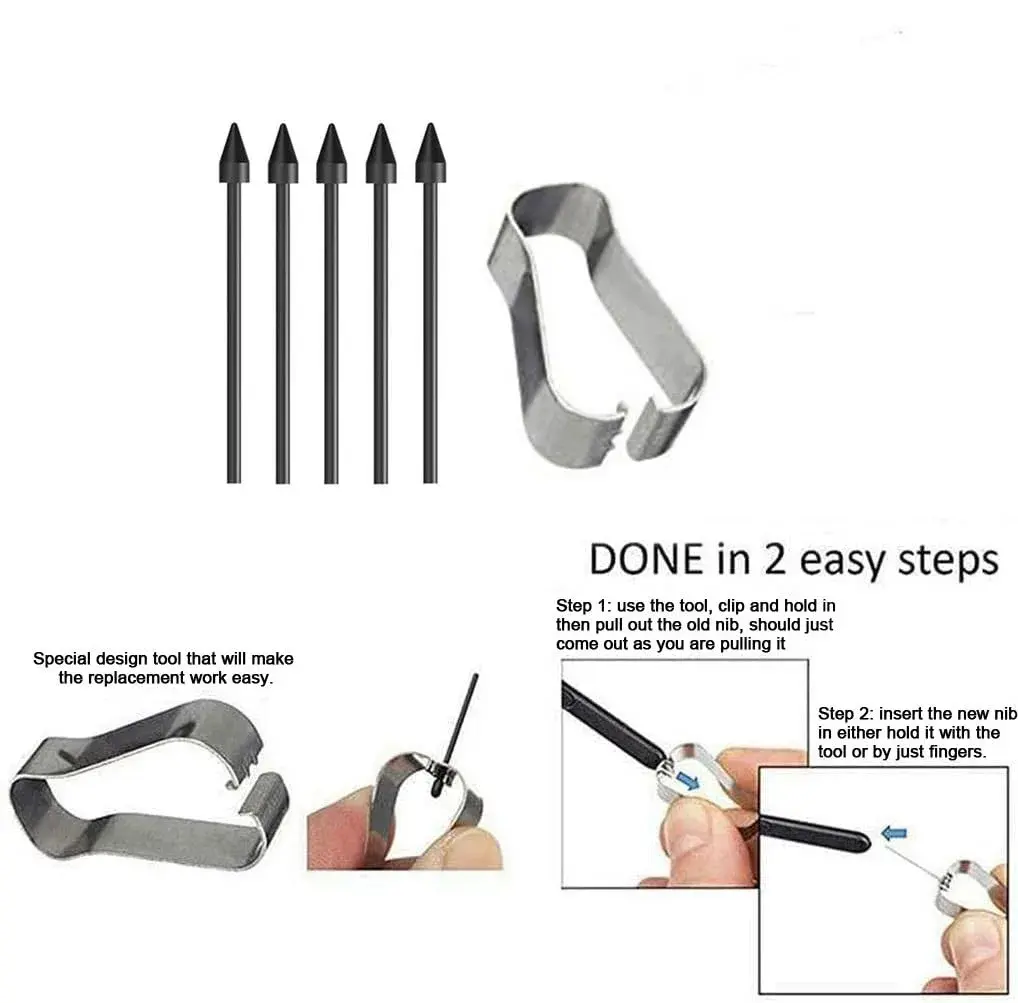 Befzygwk Replacement S Pen Tips for Galaxy Tab S6 Lite & S6 (10 Black Tips + Tweezer) | 4096 Pressure Levels - view 5
