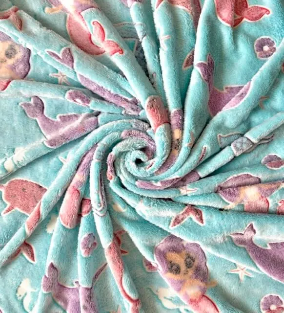 Blanket Buddies Mermaid Narwhal Throw Blanket Glow in The Dark 127cm x 152cm (50" x 60") | Cozy Fleece for Kids - view 7