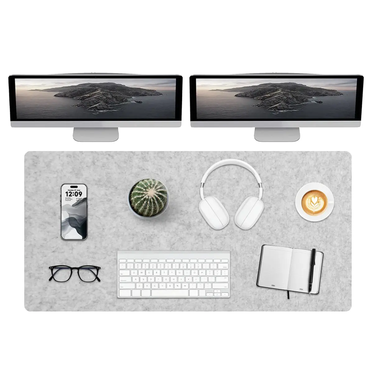 DAWNTREES Extra Large Felt Desk Mat 140x60cm (55''x23.6'') | Noise Reduction Writing Mat - main product image