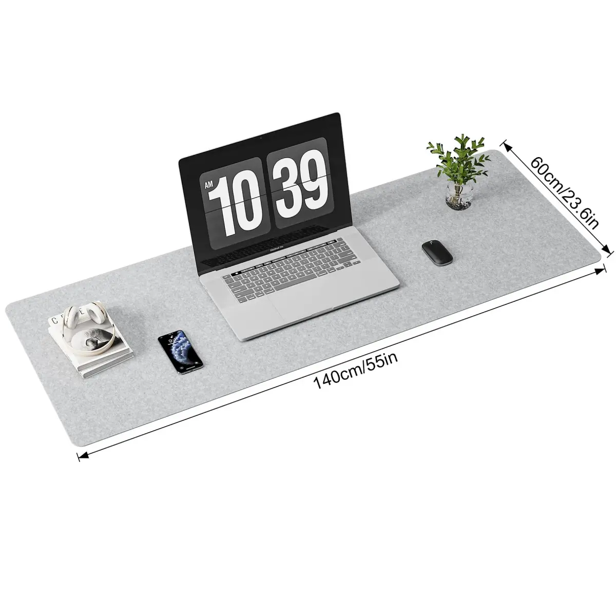 DAWNTREES Extra Large Felt Desk Mat 140x60cm (55''x23.6'') | Noise Reduction Writing Mat - view 2