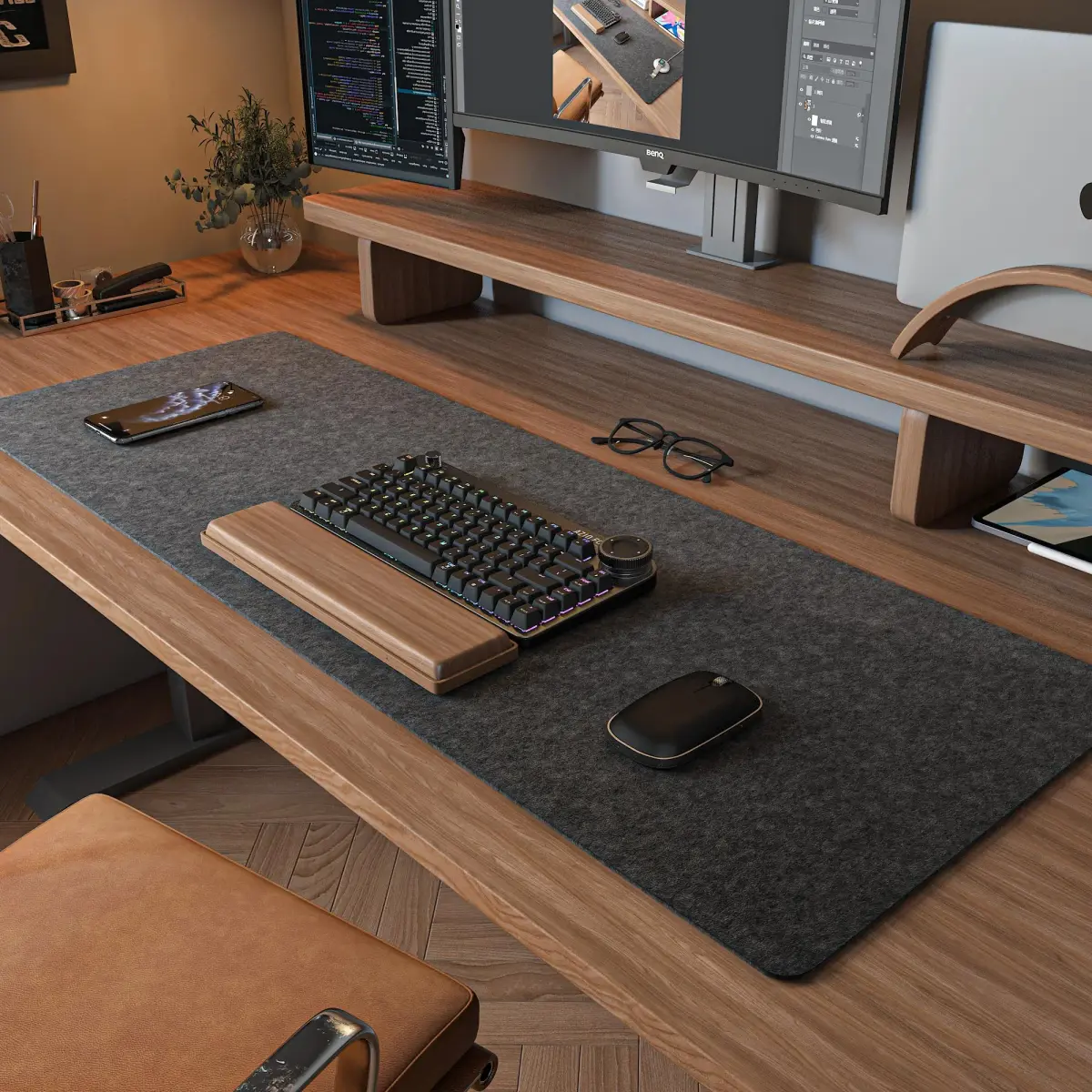 DAWNTREES Extra Large Felt Desk Mat 140x60cm (55''x23.6'') | Noise-Free Office & Smooth Mouse Glide - main product image