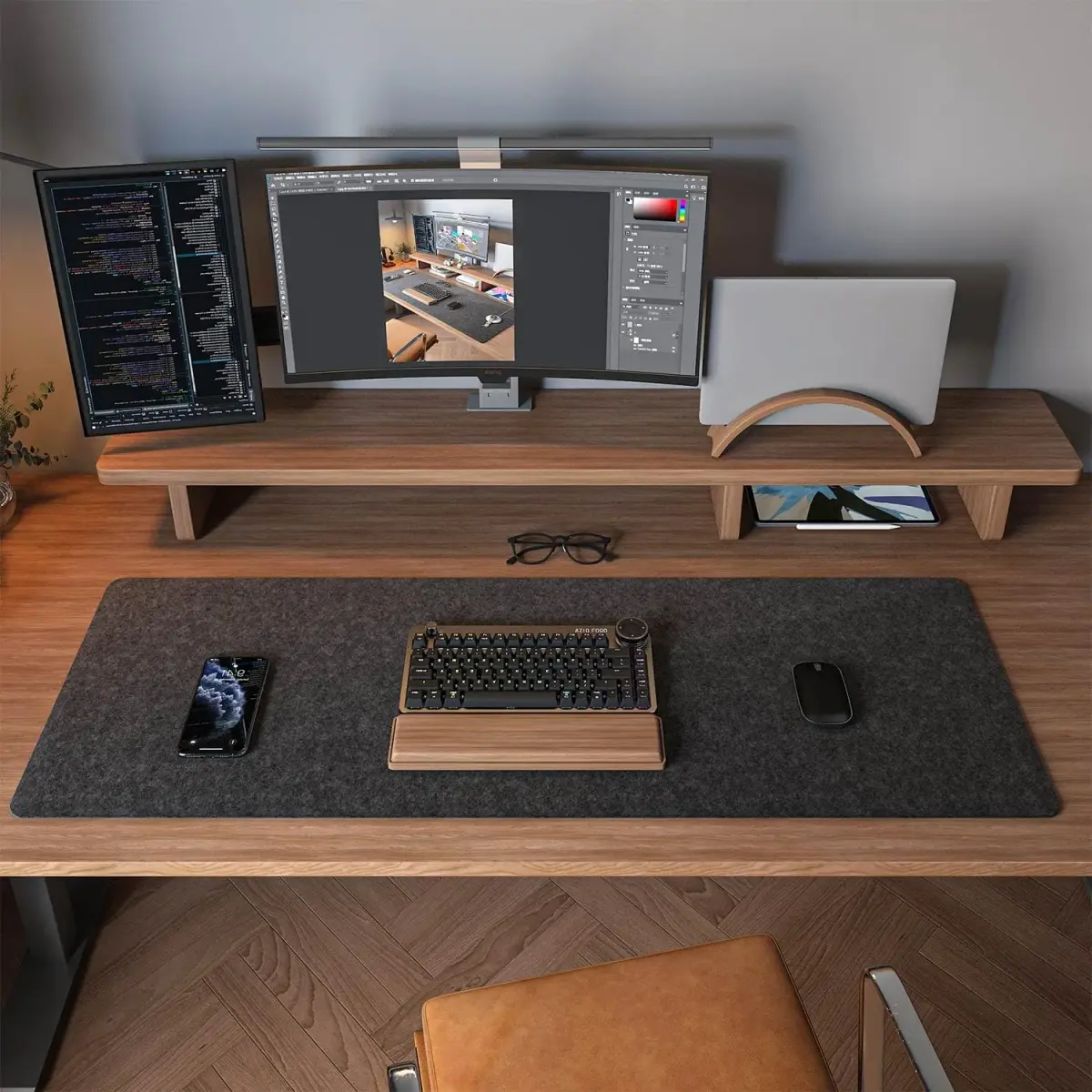 DAWNTREES Extra Large Felt Desk Mat 140x60cm (55''x23.6'') | Noise-Free Office & Smooth Mouse Glide - view 4