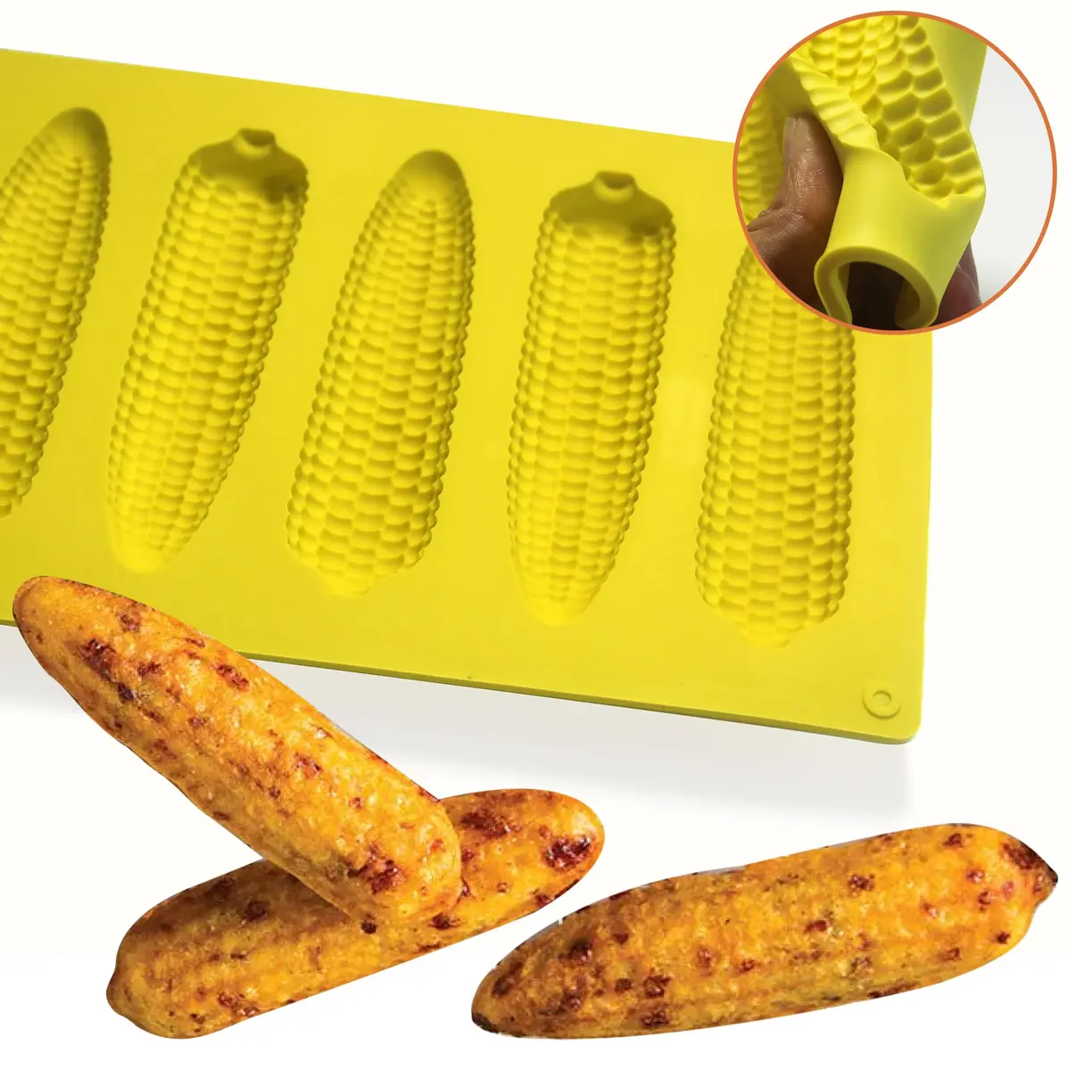 Sidosir Corn Stick Mold Silicone for Baking | 6-Cavity Non-Stick Cake Pan (11" x 6.3") - view 3