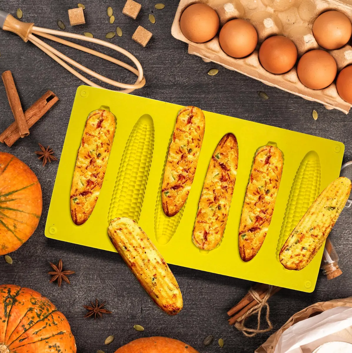 Sidosir Corn Stick Mold Silicone for Baking | 6-Cavity Non-Stick Cake Pan (11" x 6.3") - view 4