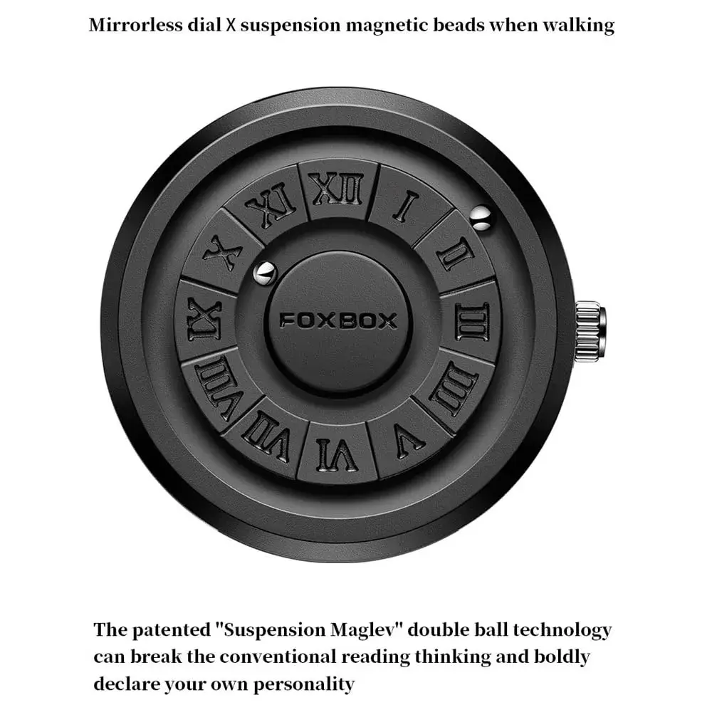 Weicam Unisex Magnetic Levitation Balls Dial Quartz Watch 42mm (Black Leather) | Unique Roman Numeral Design - view 6