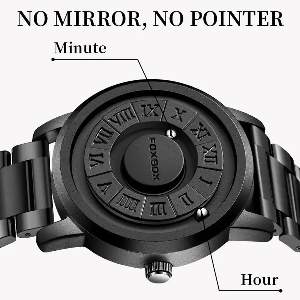 Weicam Unisex Magnetic Levitation Balls Dial Quartz Watch 42mm (Black Leather) | Unique Roman Numeral Design - view 8