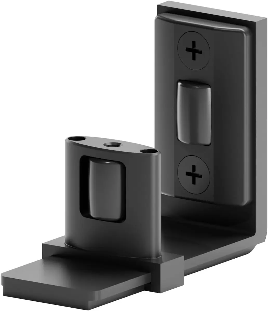 BONIKLUBA Sliding Barn Door Bottom Floor Guide, Adjustable U Shape, Black | Space-Saving, No-Groove, Suitable for Glass Doors - main product image