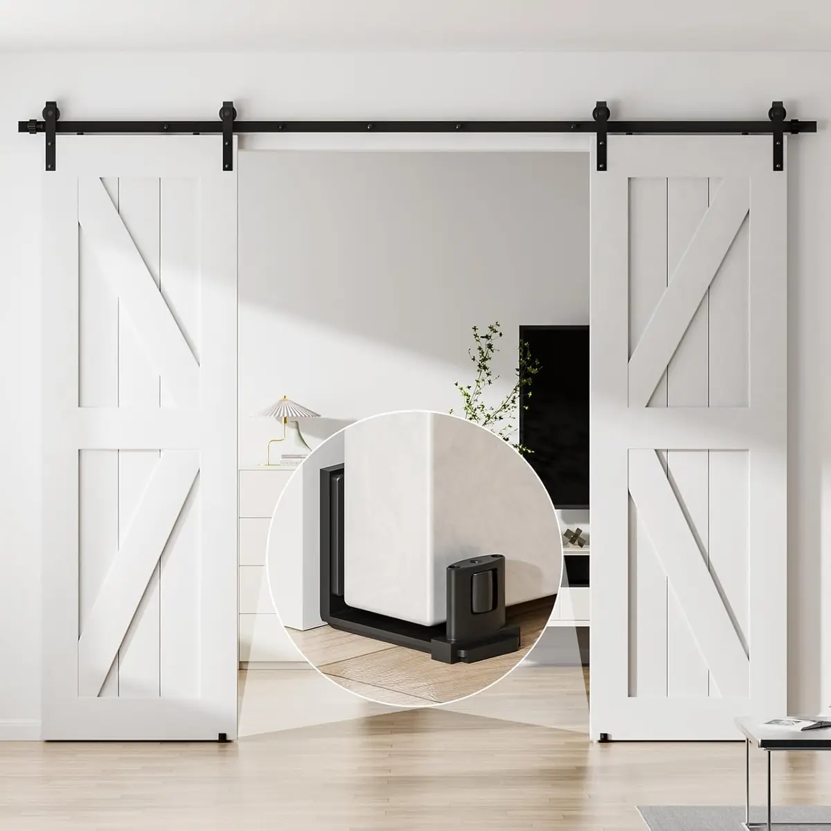 BONIKLUBA Sliding Barn Door Bottom Floor Guide, Adjustable U Shape, Black | Space-Saving, No-Groove, Suitable for Glass Doors - view 5