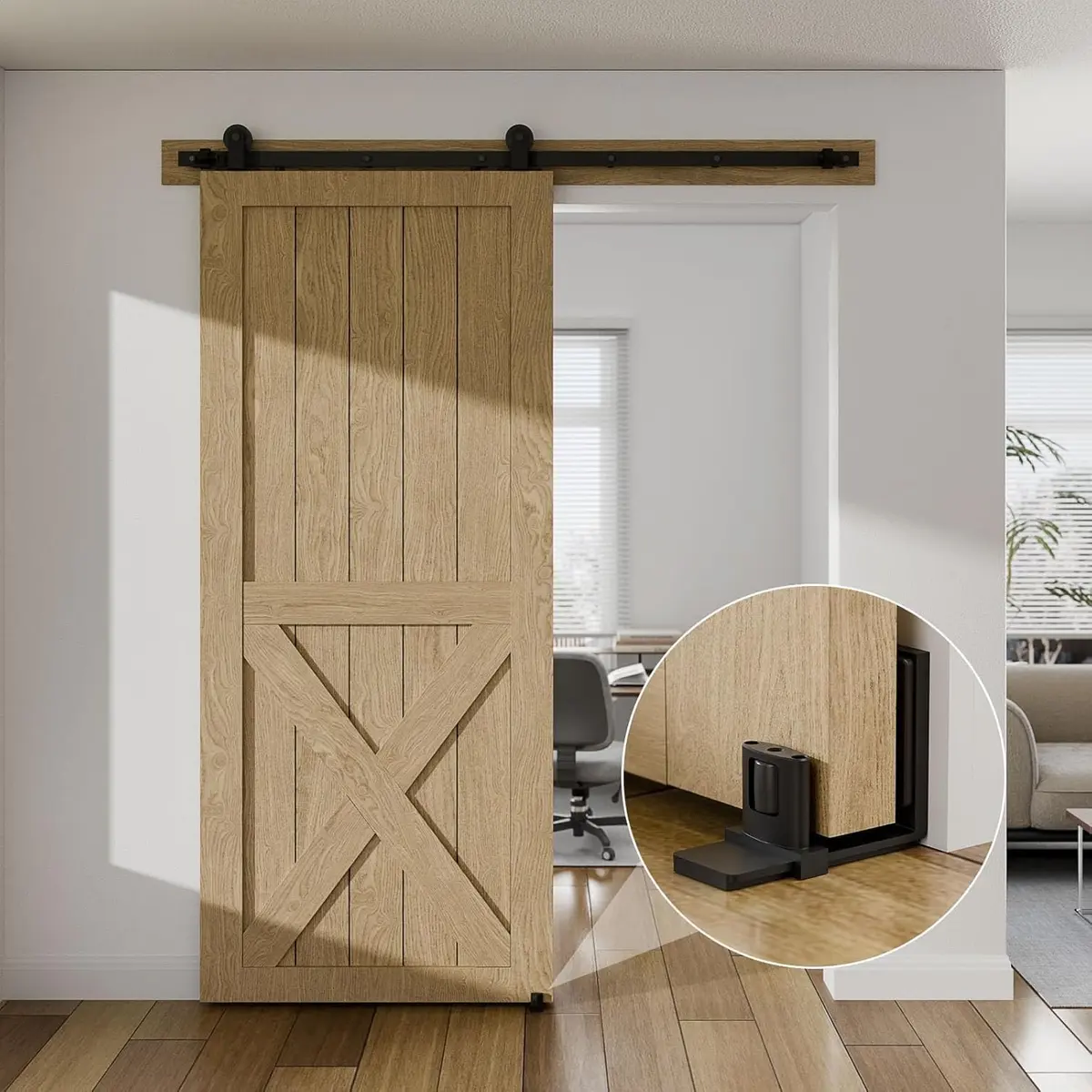 BONIKLUBA Sliding Barn Door Bottom Floor Guide, Adjustable U Shape, Black | Space-Saving, No-Groove, Suitable for Glass Doors - view 7