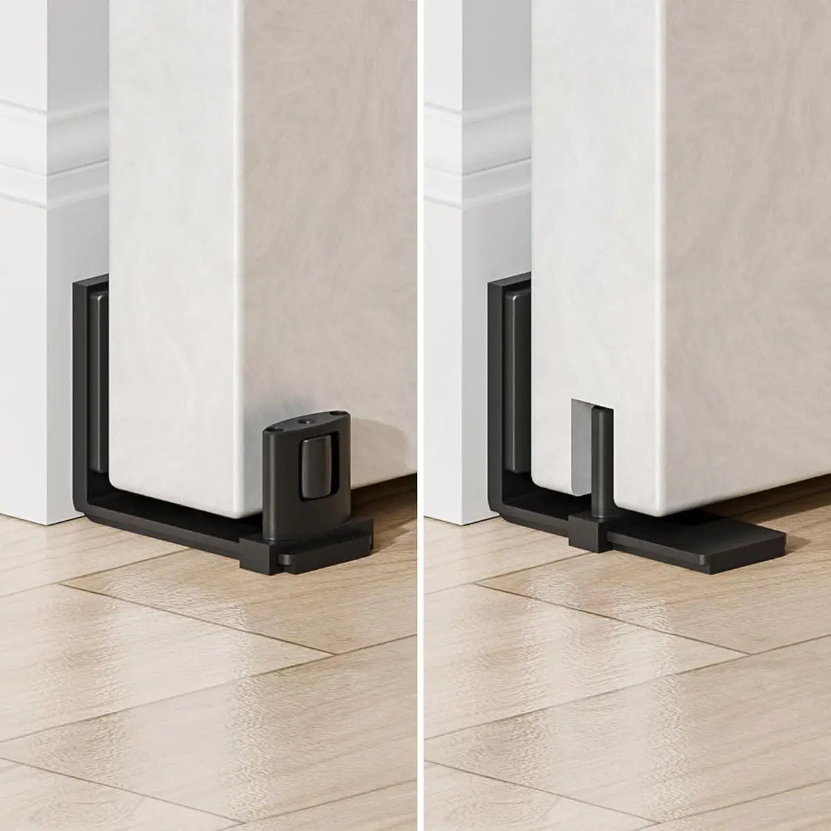 BONIKLUBA Sliding Barn Door Bottom Floor Guide, Adjustable U Shape, Black | Space-Saving, No-Groove, Suitable for Glass Doors - view 2