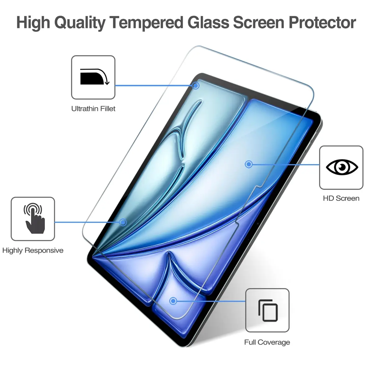 ProCase 2 Pack Tempered Glass Screen Protector for iPad Pro 13 Inch (M4) & iPad Air 13 Inch (M2/M3) 2024/2025 Release | 9H Hardness HD Clear - view 3