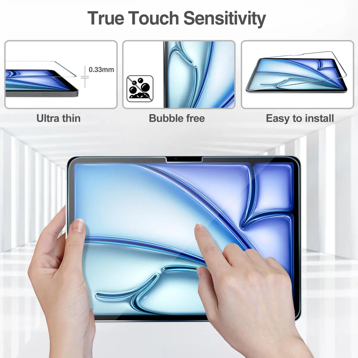 ProCase 2 Pack Tempered Glass Screen Protector for iPad Pro 13 Inch (M4) & iPad Air 13 Inch (M2/M3) 2024/2025 Release | 9H Hardness HD Clear - view 4