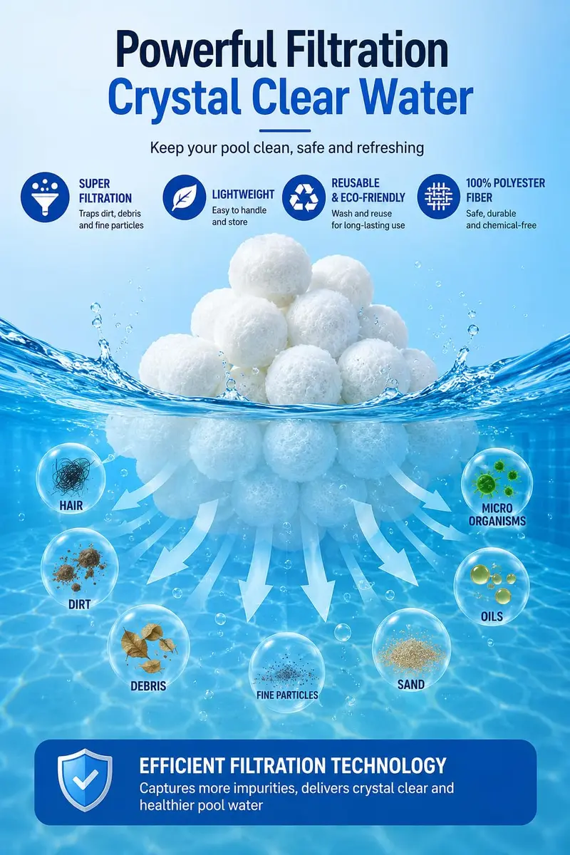 LYQC 1.5 lbs Pool Filter Balls Eco-Friendly Fiber Filter Media for Swimming Pool Sand Filters (Equals 25kg/50lbs Pool Filter Sand) | Reusable & Lightweight - view 2