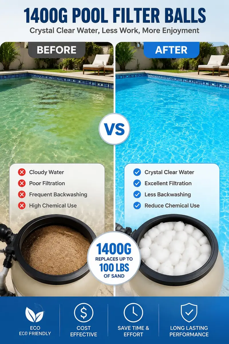 LYQC 1.5 lbs Pool Filter Balls Eco-Friendly Fiber Filter Media for Swimming Pool Sand Filters (Equals 25kg/50lbs Pool Filter Sand) | Reusable & Lightweight - view 3